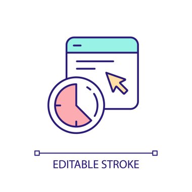 Webpage loading time RGB color icon. Online resource. Cyberspace. Computer program. Website. Internet surfing. Isolated vector illustration. Simple filled line drawing. Editable stroke