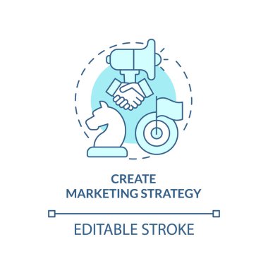 Create marketing strategy turquoise concept icon. Begin affiliate program abstract idea thin line illustration. Isolated outline drawing. Editable stroke. Arial, Myriad Pro-Bold fonts used