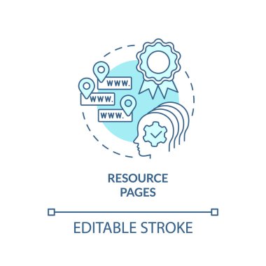 Resource pages turquoise concept icon. Content for affiliate website abstract idea thin line illustration. Isolated outline drawing. Editable stroke. Arial, Myriad Pro-Bold fonts used