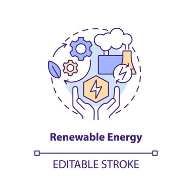 Renewable energy concept icon. Natural source. Geothermal power advantage abstract idea thin line illustration. Isolated outline drawing. Editable stroke. Arial, Myriad Pro-Bold fonts used