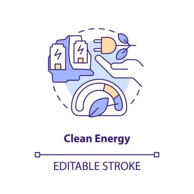 Clean energy concept icon. Green electricity. Geothermal power advantage abstract idea thin line illustration. Isolated outline drawing. Editable stroke. Arial, Myriad Pro-Bold fonts used