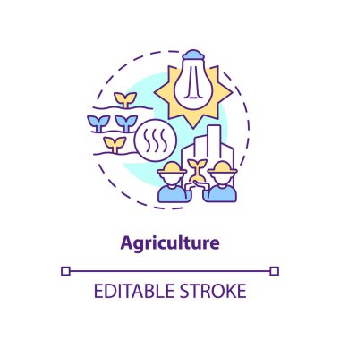 Agriculture concept icon. Warming system for plants. Usage of geothermal energy abstract idea thin line illustration. Isolated outline drawing. Editable stroke. Arial, Myriad Pro-Bold fonts used