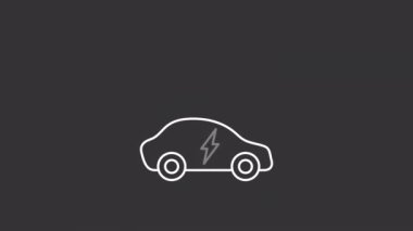 Animasyon şarj zamanı beyaz çizgi simgesi. Hız. Elektrikli araç yükleme zamanı. Şeffaf arkaplanda alfa kanalı olan kusursuz HD video. Gece kipi için hareketli grafik tasarımı