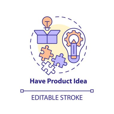 Have product idea concept icon. Sales insights. Become affiliate merchant abstract idea thin line illustration. Isolated outline drawing. Editable stroke. Arial, Myriad Pro-Bold fonts used