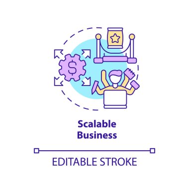 Scalable business concept icon. Easy to provide. Affiliate marketer benefit abstract idea thin line illustration. Isolated outline drawing. Editable stroke. Arial, Myriad Pro-Bold fonts used