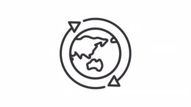 Animated global exchange linear icon. International trade and business. Import, export. Seamless loop HD video with alpha channel on transparent background. Outline motion graphic animation
