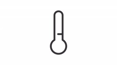 Animated thermometer linear icon. Measuring temperature. Weather forecast. Climate change. Seamless loop HD video with alpha channel on transparent background. Outline motion graphic animation