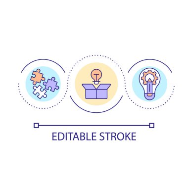 Think outside box loop concept icon. Importance of creativity in problems solving. Business abstract idea thin line illustration. Isolated outline drawing. Editable stroke. Arial font used