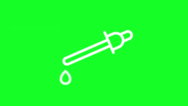 Animated Dropper White Line Icon Laboratory Tool Medication Loop Video — Stockvideo