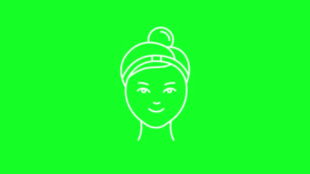 Animated Exfoliator White Line Icon Apply Mask Beauty Routine Loop — Stock videók