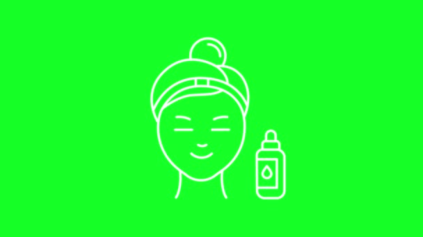 Spray Rosto Animado Ícone Linha Branca Névoa Facial Uma Rotina — Vídeo de Stock