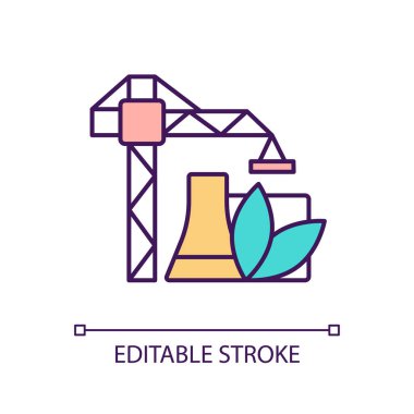 Green manufacturing RGB color icon. Environmental production. Clean construction process. Ecofriendly business. Isolated vector illustration. Simple filled line drawing. Editable stroke