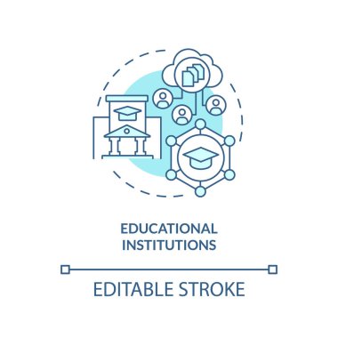 Educational institutions turquoise concept icon. Version control system industry abstract idea thin line illustration. Isolated outline drawing. Editable stroke. Arial, Myriad Pro-Bold fonts used