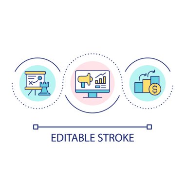 Internet advertising strategy loop concept icon. Increase company profit. Online sales abstract idea thin line illustration. Isolated outline drawing. Editable stroke. Arial font used
