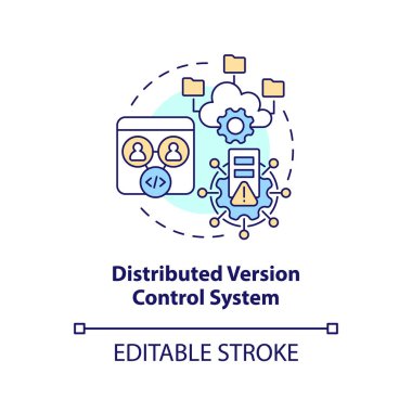 Distributed version control system concept icon. Code changes management abstract idea thin line illustration. Isolated outline drawing. Editable stroke. Arial, Myriad Pro-Bold fonts used