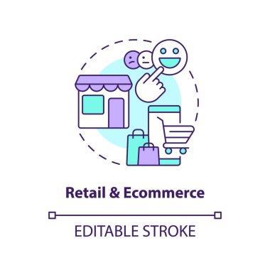 Retail and ecommerce concept icon. Version control system end user industry abstract idea thin line illustration. Isolated outline drawing. Editable stroke. Arial, Myriad Pro-Bold fonts used