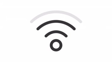 Animated wireless net linear icon. Communication technology. Internet access. Hotspot. Seamless loop HD video with alpha channel on transparent background. Outline motion graphic animation