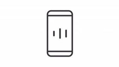 Animated smartphone linear icon. Mobile phone sound. Music player. Communication technology. Seamless loop HD video with alpha channel on transparent background. Outline motion graphic animation
