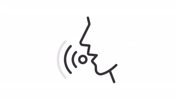 Анимационная Голосовая Линейная Икона Технология Распознавания Голоса Говорящий Человек Контроль — стоковое видео