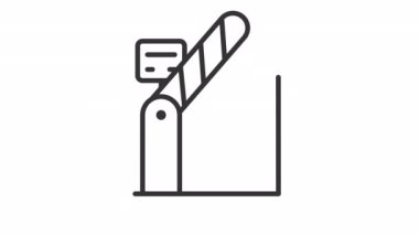 Animated car barrier linear icon. Parking gates. Autonomous regulation. Internet of things. Seamless loop HD video with alpha channel on transparent background. Outline motion graphic animation