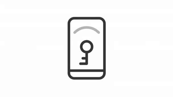 Линейная Иконка Анимированным Телефоном Умный Доступ Двери Пульт Дистанционного Управления — стоковое видео