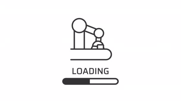 Animated Manufacturing Linear Icon Loading Progress Conveyor Belt Goods Production — Stockvideo