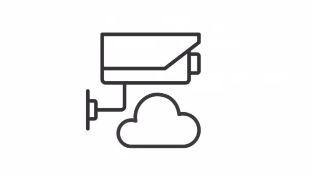 Icono Lineal Animado Cctv Conexión Inalámbrica Sube Registros Almacenamiento Nube — Vídeos de Stock