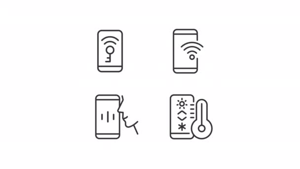 Animowane Ikony Liniowe Telefonu Komórkowego Sterowanie Smartfonem Rozpoznawanie Głosu Bezprzewodowy — Wideo stockowe