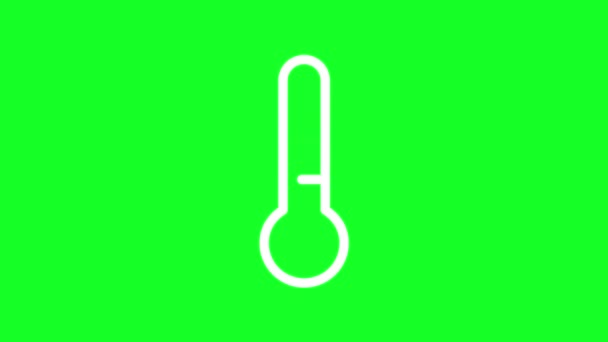 Иконка Белой Линии Термометра Измерение Температуры Петля Видео Хрома Ключом — стоковое видео