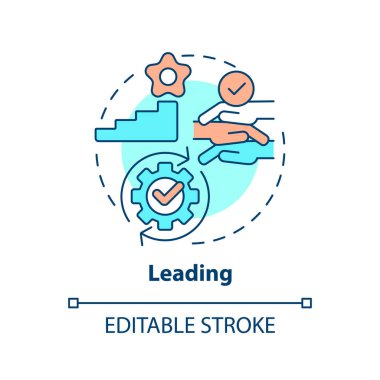 Leading concept icon. Sustainable approach. DEI program maturity stage abstract idea thin line illustration. Isolated outline drawing. Editable stroke. Arial, Myriad Pro-Bold fonts used