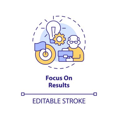 Focus on results concept icon. Tip for younger managers with older employees abstract idea thin line illustration. Isolated outline drawing. Editable stroke. Arial, Myriad Pro-Bold fonts used