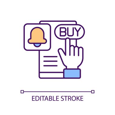 Notification about new online order RGB color icon. Online store sales increase. Digital marketing technology. Isolated vector illustration. Simple filled line drawing. Editable stroke