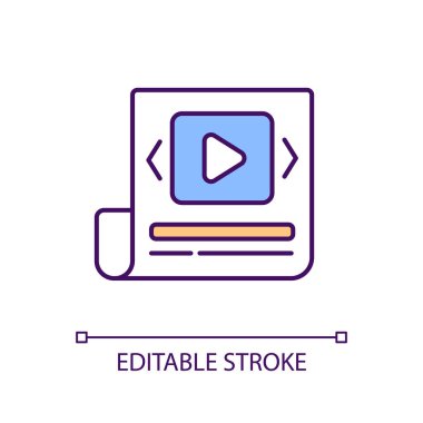 Video content for social media page RGB color icon. Share movie on web page. Visual information on internet. Isolated vector illustration. Simple filled line drawing. Editable stroke