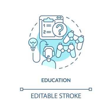 Education turquoise concept icon. User learning. Game mechanics in gamification abstract idea thin line illustration. Isolated outline drawing. Editable stroke. Arial, Myriad Pro-Bold fonts used