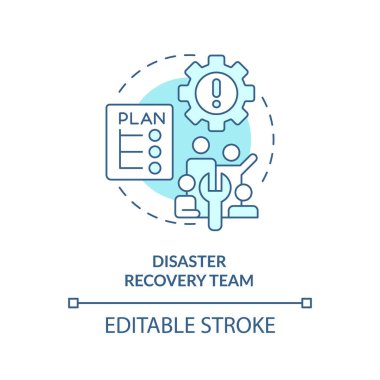 Disaster recovery team blue concept icon. Effective disaster recovery plan abstract idea thin line illustration. Isolated outline drawing. Editable stroke. Arial, Myriad Pro-Bold fonts used