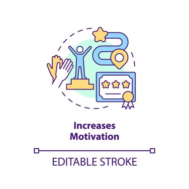 Increase motivation concept icon. Gamification benefits in e learning abstract idea thin line illustration. Isolated outline drawing. Editable stroke. Arial, Myriad Pro-Bold fonts used