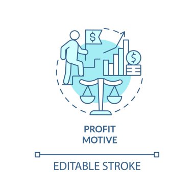 Profit motive turquoise concept icon. Financial motivation. Private sector feature abstract idea thin line illustration. Isolated outline drawing. Editable stroke. Arial, Myriad Pro-Bold fonts used