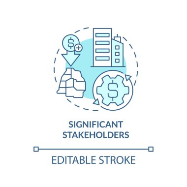 Significant stakeholders turquoise concept icon. Development. Private sector role abstract idea thin line illustration. Isolated outline drawing. Editable stroke. Arial, Myriad Pro-Bold fonts used