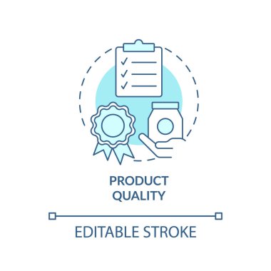 Product quality turquoise concept icon. Private sector regulations abstract idea thin line illustration. Isolated outline drawing. Editable stroke. Arial, Myriad Pro-Bold fonts used