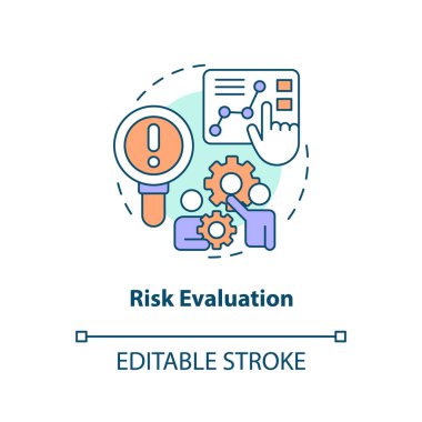 Risk evaluation concept icon. Potential hazard. Effective disaster recovery plan abstract idea thin line illustration. Isolated outline drawing. Editable stroke. Arial, Myriad Pro-Bold fonts used
