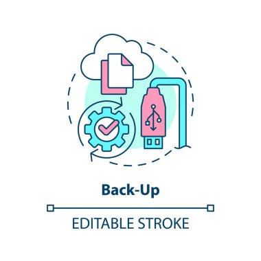 Back-up concept icon. Removable driver. Cloud storage. Type of disaster recovery abstract idea thin line illustration. Isolated outline drawing. Editable stroke. Arial, Myriad Pro-Bold fonts used