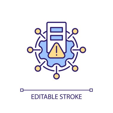 Control of digital data exchange RGB color icon. Virtual servers security checkup. Setup safe online network. Isolated vector illustration. Simple filled line drawing. Editable stroke