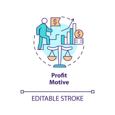 Profit motive concept icon. Financial motivation of business. Private sector feature abstract idea thin line illustration. Isolated outline drawing. Editable stroke. Arial, Myriad Pro-Bold fonts used