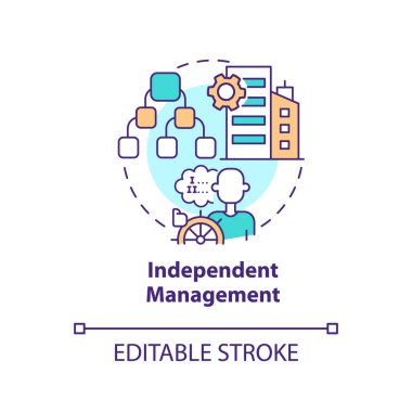 Independent management concept icon. Decision making freedom. Private sector feature abstract idea thin line illustration. Isolated outline drawing. Editable stroke. Arial, Myriad Pro-Bold fonts used