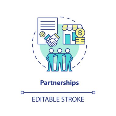 Partnerships concept icon. Privately owned small and medium size business abstract idea thin line illustration. Isolated outline drawing. Editable stroke. Arial, Myriad Pro-Bold fonts used