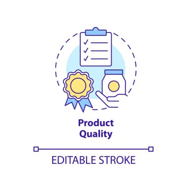 Product quality concept icon. Certificated goods. Private sector regulations abstract idea thin line illustration. Isolated outline drawing. Editable stroke. Arial, Myriad Pro-Bold fonts used