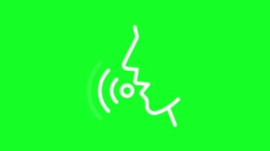 Animated voice white line icon. Voice recognition technology. Loop HD video with chroma key, alpha channel on transparent background, black solid background. Outline motion graphic animation