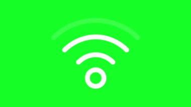 Animated wireless white line icon. Communication technology. Loop HD video with chroma key, alpha channel on transparent background, black solid background. Outline motion graphic animation