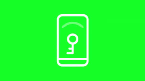 Animated Phone Pass White Line Icon Smart Door Access Loop — Stockvideo
