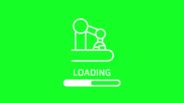 Animated Manufacture White Line Icon Loading Progress Loop Video Chroma — Stockvideo